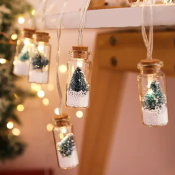 Светодиодная Рождественская елка из прозрачного стекла, 10 светодиодных гирлянд, стеклянные бутылки с пожеланиями, сказочные светильники для рождественской вечеринки в помещении и на открытом воздухе