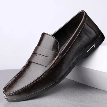 DEONTE/ Мужская Обувь Из натуральной Кожи, Повседневные Итальянские Мужские Лоферы, Дышащая Офисная Обувь, Мужские Дизайнерские Слипоны Для Вождения, Размер 38-46