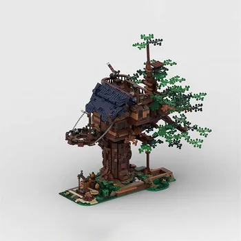 Сборка строительного блока MOC Модель Лесного домика на дереве Классическая игрушка для взрослых, собирающая подарок-пазл для детей, Сувенир, Совместимый с