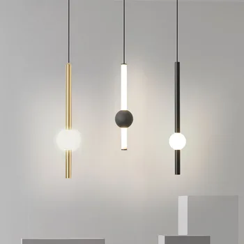 Прикроватный подвесной светильник, современный минималистичный креативный светодиодный светильник, круглый шар, длинная подвесная проволока, декор спальни, маленькие люстры, освещение