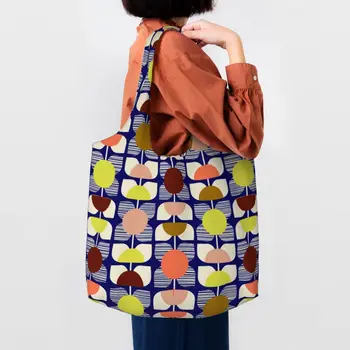 Квадратный цветочный принт в сумках для покупок с несколькими продуктами, женские сумки Orla Kiely, холщовые сумки для покупок, сумки через плечо, сумки большой емкости