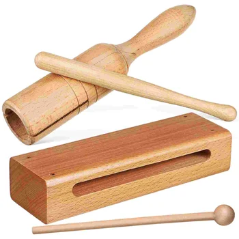 2 Комплекта Инструмента Orff Однотональный Деревянный блок Перкуссия Деревянные Строительные Блоки Ручной Ритм Трубы