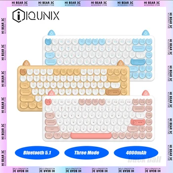 IQUNIX M80 Беспроводная Механическая Клавиатура Трехрежимная 4000 мАч Kawaii Игровая Клавиатура Pc Gamer Mac Офисные Аксессуары Для Ноутбуков Подарки