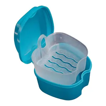 Переносной контейнер для зубных протезов Контейнер для хранения зубов Ванночка С ситечком Удобные Прозрачные брекеты Фиксаторы Коробка для чистки