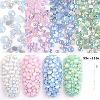 Опаловый дизайн ногтей, горный хрусталь смешанного размера (SS4-SS20), разноцветные украшения для ногтей, блестящие драгоценные камни, аксессуары для 3D маникюра, инструменты