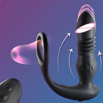 Телескопический Анальный Массажер простаты, Вибратор с кольцом для пениса, беспроводной пульт дистанционного управления, 10-частотная секс-игрушка для быстрого оргазма для мужчин-геев