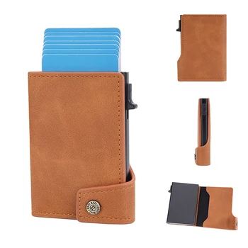 Мужской держатель для кредитных карт, мужской кошелек, новый кожаный чехол для банковских карт из углеродного волокна с RFID-блокировкой, защитный кошелек для женщин
