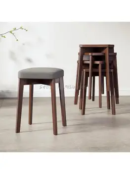 Обеденный стул в скандинавском минималистичном стиле, Современный домашний ресторан, стул из массива дерева, Складываемый стол для спальни, Табурет для макияжа