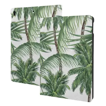Чехол Palm Trees Tropical Leaves для iPad 2022 10,5-10,2 Дюймов с держателем для карандашей, Искусственная кожа, Тонкий, Ударопрочный, Автоматический режим сна/Пробуждения