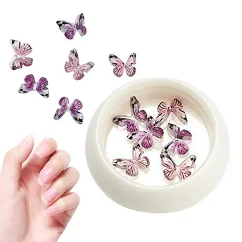 3D Бабочки Шарм Для Ногтей Весенняя Наклейка Искусство Летние Наклейки Для Ногтей 6шт DIY Красочные Бабочки Ногти Маникюр Декор Ногтей Драгоценные Камни