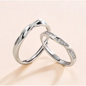 Кольцо-близнец из стерлингового серебра S925 пробы для мужчин и женщин с открытым концом, простой модный дизайн, ощущение роскоши