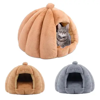 Кошачья кровать, пещера, удобная пещерная кровать для домашних животных Со съемной моющейся мягкой подушкой, Противоскользящий дизайн дна, Отдельно стоящий теплый щенок