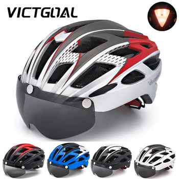 VICTGOAL Велосипедный Шлем для Мужчин, Магнитные Защитные Очки, Солнцезащитный Козырек, Задний Светодиодный Задний Фонарь, Велосипедный Защитный Скутер, MTB, Шоссейные Велосипедные Шлемы