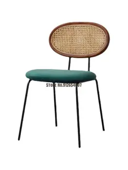 Дизайнерский обеденный стул из ротанга с сеткой на красном балконе, кресло для отдыха с тихим ветром, простое домашнее кресло для макияжа в скандинавском стиле, легкое, роскошное