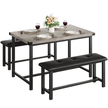 Кухонный обеденный стол, прямоугольный обеденный стол с мягкими скамейками, экономящий место для домашней кухни-столовой