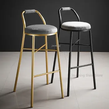 Европейские винтажные железные барные стулья для кухни Nordic Leisure Золотой барный стул Мебель для дома Современный роскошный отель Высокие барные стулья