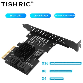 TISHRIC PCIE 4X Карта-конвертер SATA III PCIE 4X-5-портовая Карта расширения SATA PCI-E Адаптер Sata PCI Express Множитель 6 Гбит/с
