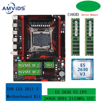 комплект x99 материнская плата xeon с процессором E5 2630 v3 и 16 ГБ (2*8 ГБ) оперативной памяти 2133 МГц DDR4 ECC COMBO LGA 2011 v3 Комплект M.2 NVME