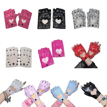 Женские перчатки на полпальца с заклепками в стиле панк, перчатки для выступлений PULeather, перчатки для танцев, перчатки для езды на мотоцикле
