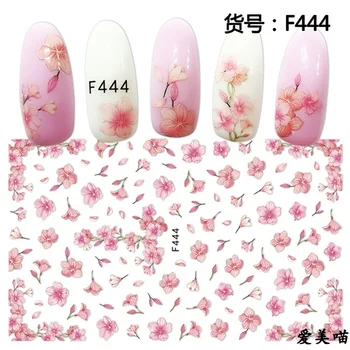 3D Наклейки для ногтей с розовыми цветами, Белая маргаритка, роза, бабочка, наклейки для ногтей, Самоклеящийся слайдер, Наклейки для украшения ногтей