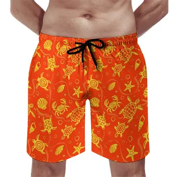 Летние пляжные шорты с черепашьим принтом, спортивная одежда с милыми животными, пляжные короткие брюки, Классические быстросохнущие плавки Большого размера