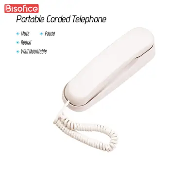 Настольный проводной стационарный телефон Biofice Mini Стационарный телефон, монтируемый на стену, поддерживает функции отключения звука / паузы / повторного набора для домашнего отеля
