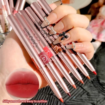 Телесный Красно-коричневый поворотный карандаш для губ, губная помада, ручка, водонепроницаемый стойкий матовый карандаш для контурирования губ, инструмент для женского макияжа