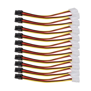 10ШТ Разъем адаптера преобразователя питания Molex (4-контактный) в PCI-E (6-контактный)