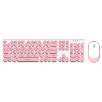 Комбинированная беспроводная клавиатура и мышь T-WOLF TF770 2.4G с круглым колпачком в стиле ретро-панк, удобный набор текста без звука, широкая совместимость с мини-клавиатурой