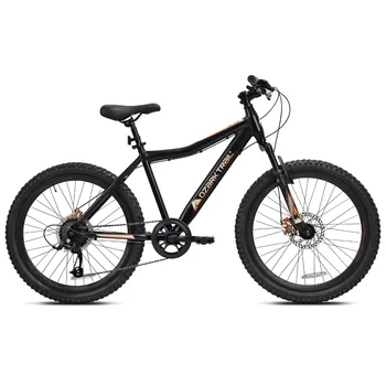 24 дюйма. Горный велосипед Youth Glide из алюминия, 8 скоростей, передняя подвеска, черный