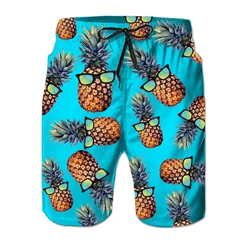 Короткие брюки с рисунком ананаса, мужские Летние повседневные пляжные шорты, плавки, Крутой купальник, быстросохнущие Мужские модные шорты
