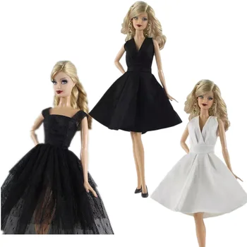 Белое Черное модное вечернее платье для куклы Барби, наряды, танцевальный костюм, бальное платье для вечеринки, аксессуары для кукол 1/6, Детская игрушка