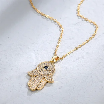 Роскошное женское ожерелье с подвеской в виде хрустальной пальмы, ожерелье из желтого золота Для женщин, Свадебное ожерелье из маленьких белых камней, ювелирные изделия