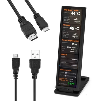 Дополнительный экран 8,8 дюйма, HDMI-совместимый USB-порт, Дополнительный Монитор ПК 480X1920 с Кронштейном, Информация о процессоре GPU SSD для AIDA64