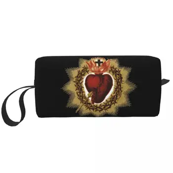Дорожная католическая сумка для туалетных принадлежностей Sacred Heart Of Jesus, Органайзер для косметики в христианской вере для женщин, чехол для хранения Dopp Kit, коробка