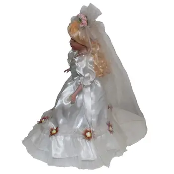 фарфоровые куклы в винтажном стиле длиной 40 см в свадебном платье, Стоячая кукла, Золотистые волосы,