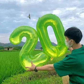 32-дюймовые желейно-зеленые воздушные шары с цифрами на день рождения 1шт 0-9 Воздушный шар из фольги с цифрами для вечеринки в честь дня рождения, Выпускной, свадьба, декабрь