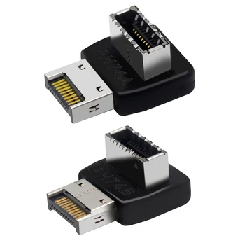Преобразователь USB 3.1 Type E на 90 градусов Передний адаптер USB C для заголовка Передний разъем TYPE C для материнской платы ПК Внутренний разъем
