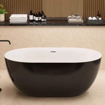 Отдельно стоящая акриловая ванна 59 дюймов - классическая ванна овальной формы \ Регулируемая отдельно стоящая ванна со встроенным