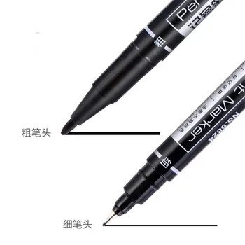 Высококачественные водонепроницаемые перманентные ручки с двойным наконечником 0,5 /1,0 мм, черные, синие, красные, художественные маркеры, школьные канцелярские принадлежности для студентов