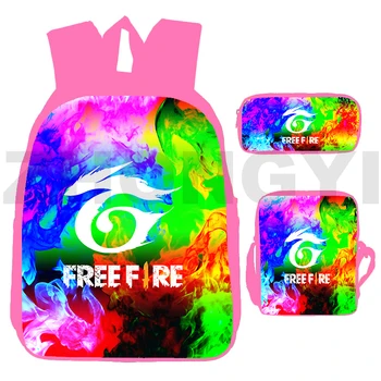 3 шт./компл. Free Fire Garena 3D Рюкзак с Мультяшной Печатью Школьный Рюкзак для Учащихся Начальных Классов Девочек Аниме Free Fire Game Bookbag