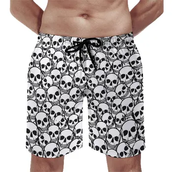 Пляжные шорты со скелетом, Милые Гавайские плавки с принтом черепов, Мужские быстросохнущие спортивные шорты, лидер продаж, большие размеры, Пляжные шорты