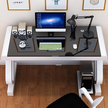Простые компьютерные столы из закаленного стекла, домашний настольный игровой стол, креативная офисная мебель, студенческий стол для чтения с подставкой для клавиатуры