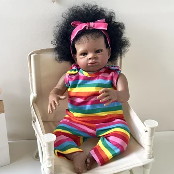 FBBD 20-дюймовое Мягкое Тело С Темно-коричневой Кожей Reborn Baby Lanny Doll Art Made 3D Кожа Реалистичная Детская Коллекционная Кукла