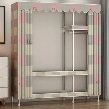 Простой шкаф для одежды домашняя спальня цельнометаллический шкаф из плотной ткани