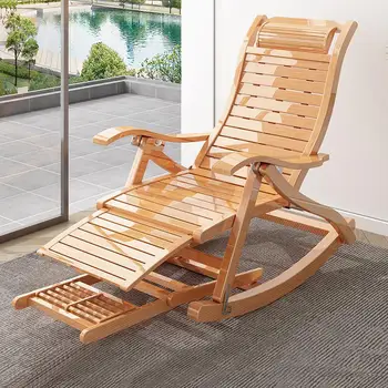 Складное кресло-качалка для гостиной, шезлонг для отдыха, переносное бамбуковое кресло-качалка для взрослых, эргономичная Мебель для отдыха на балконе