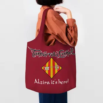 Многоразовая хозяйственная сумка Tomorrowlands с флагом Альзиры, женская холщовая сумка через плечо, портативные сумки для покупок в продуктовых магазинах, сумки