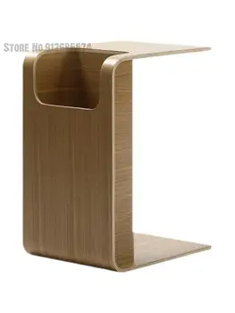 Диван из массива дерева в скандинавском стиле, приставной столик, журнальный столик с мини-функцией, простой эркер с ветровым стеклом, небольшой столик