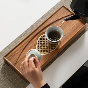 Чайный поднос с дренажным горшком из грецкого ореха, бытовой небольшой стол для сухого заваривания из цельного дерева, современный минималистичный новый китайский чайный поднос