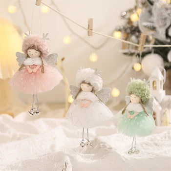 Подвеска для украшения Рождественской елки, плюшевая кукла-ангел 2024, Веселый Рождественский Навидад 2023, Счастливый Новый год для домашнего рождественского декора